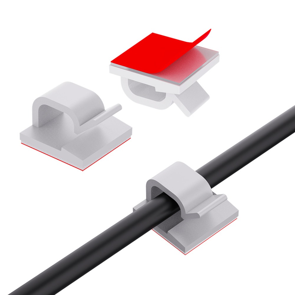 Desk Cable Clip - R Şekilli Şeffaf Plastik Kablo Klipsi