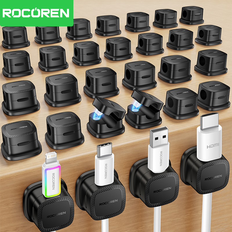 Desk Cable Clip - ROCOREN 30 adet manyetik kablo düzenleyici