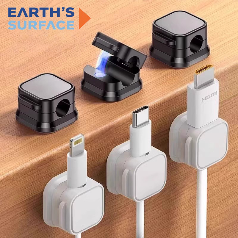 Desk Cable Clip - Manyetik Kablo Klipsi Sarıcı Tutucu Yapışkanlı