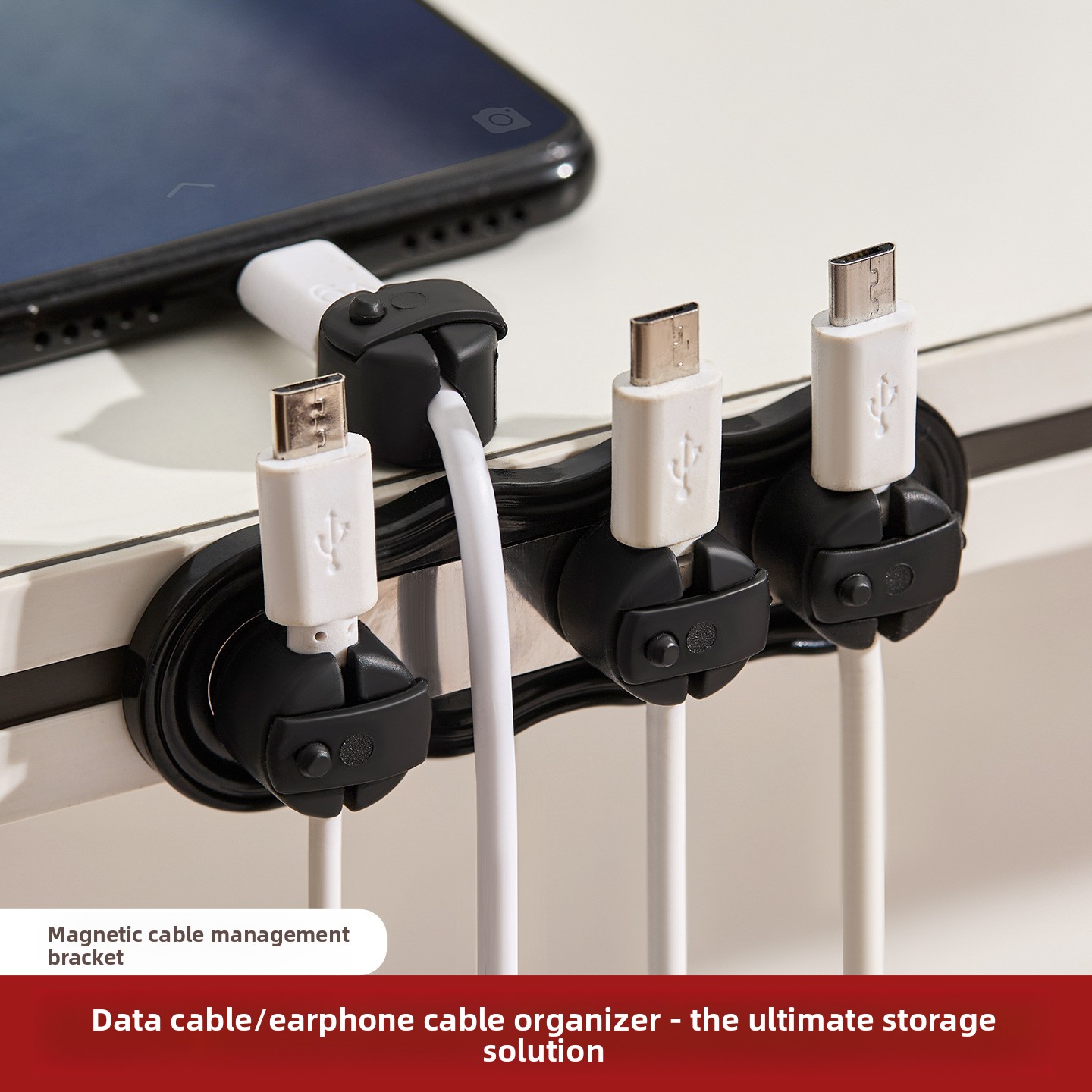 Desk Cable Clip - Manyetik Kendinden Yapışkanlı Kablo Düzenleyici Delme