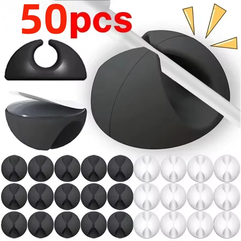 Desk Cable Clip - 5/50 adet masaüstü duvar kablo klipsi