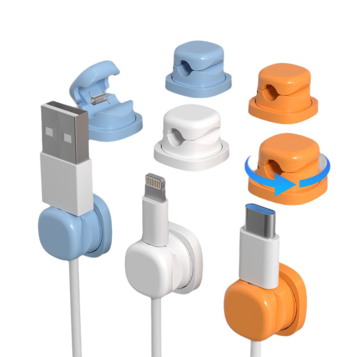 6 adet çok renkli dönebilen ka - Desk Cable Clip incelemesi ve fiyatı